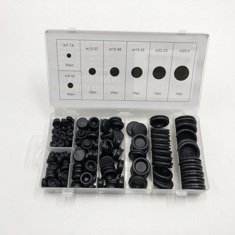 Kit de Grommet de borracha preta de tamanho personalizado com excelentes propriedades químicas e físicas
